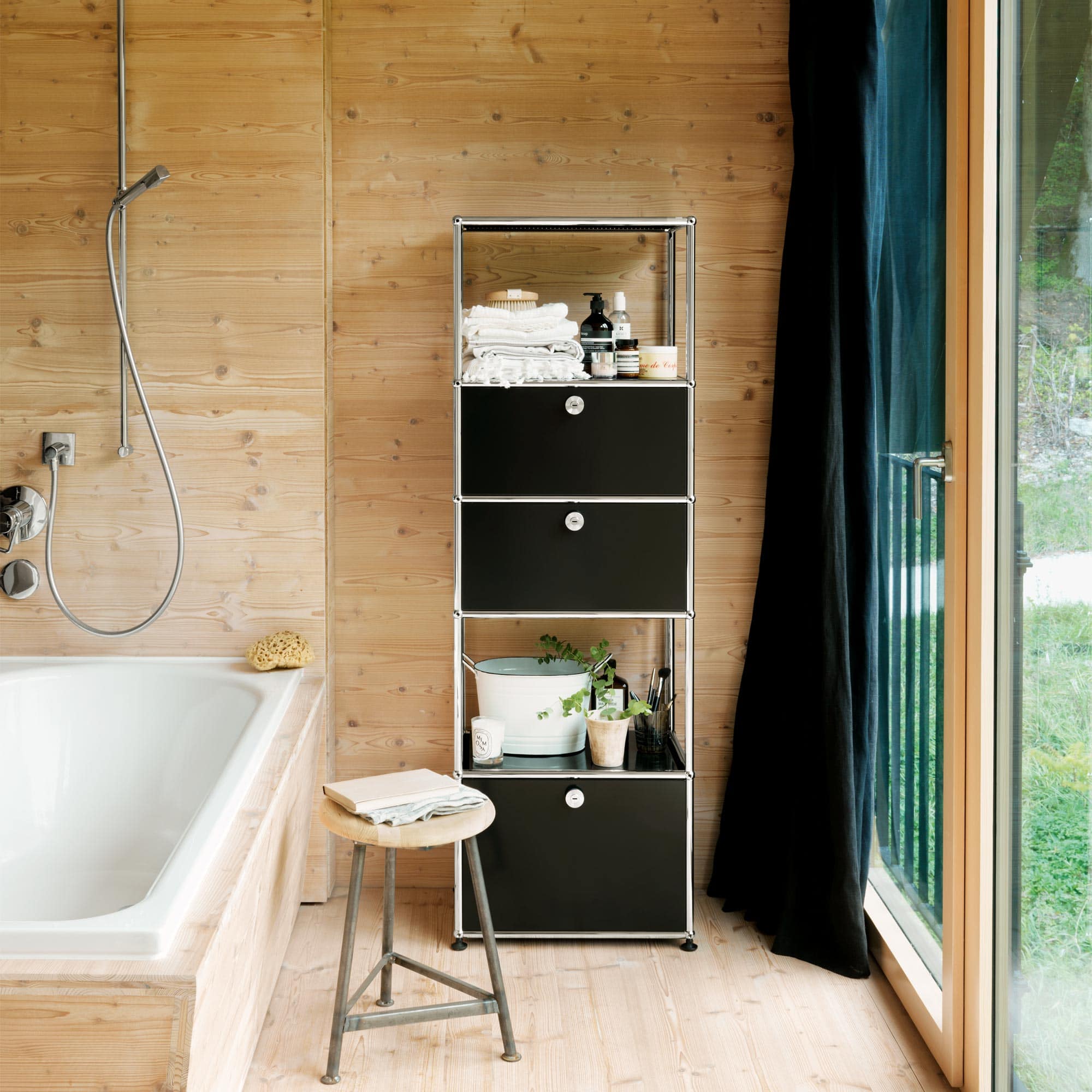 Haller Regal mit 2 Klappen und 1 Ausziehtür