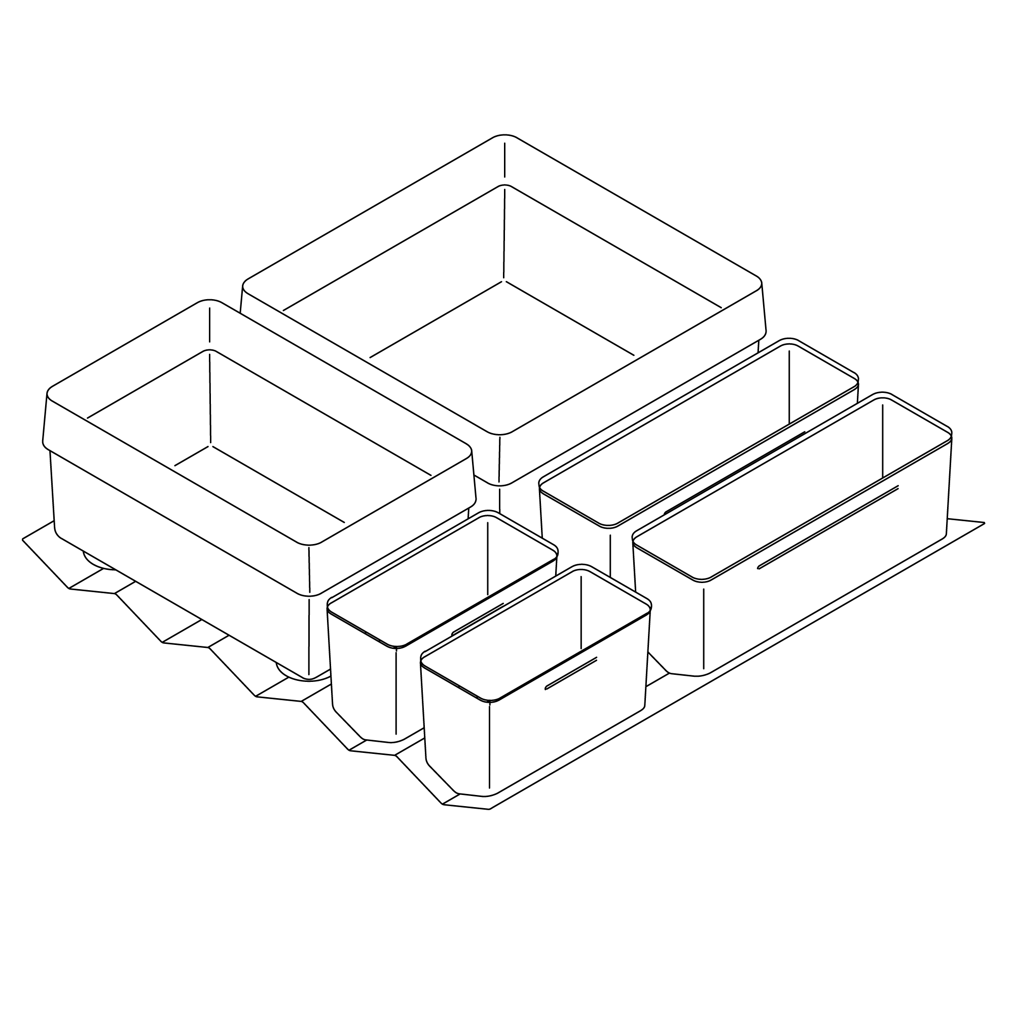 Sets für Aufbewahrung von Lebensmitteln im Auszug