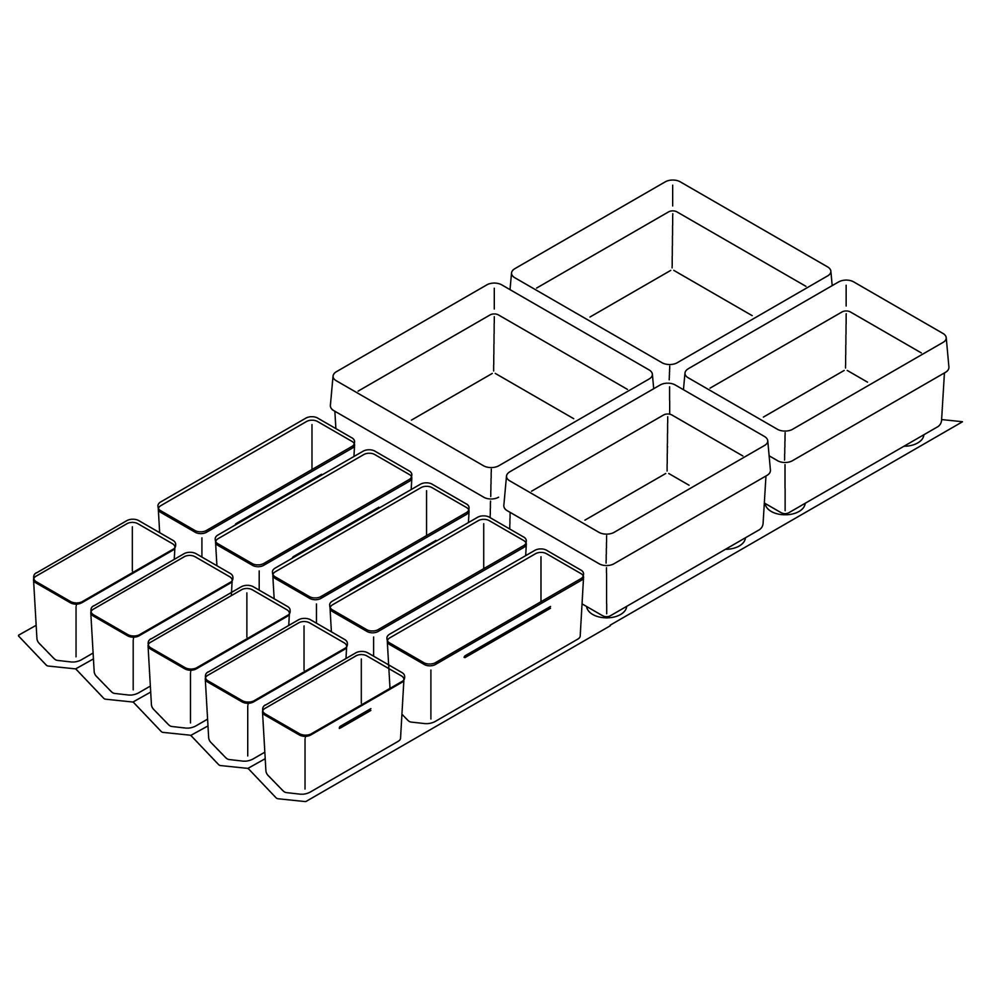 Sets für Aufbewahrung von Lebensmitteln im Auszug