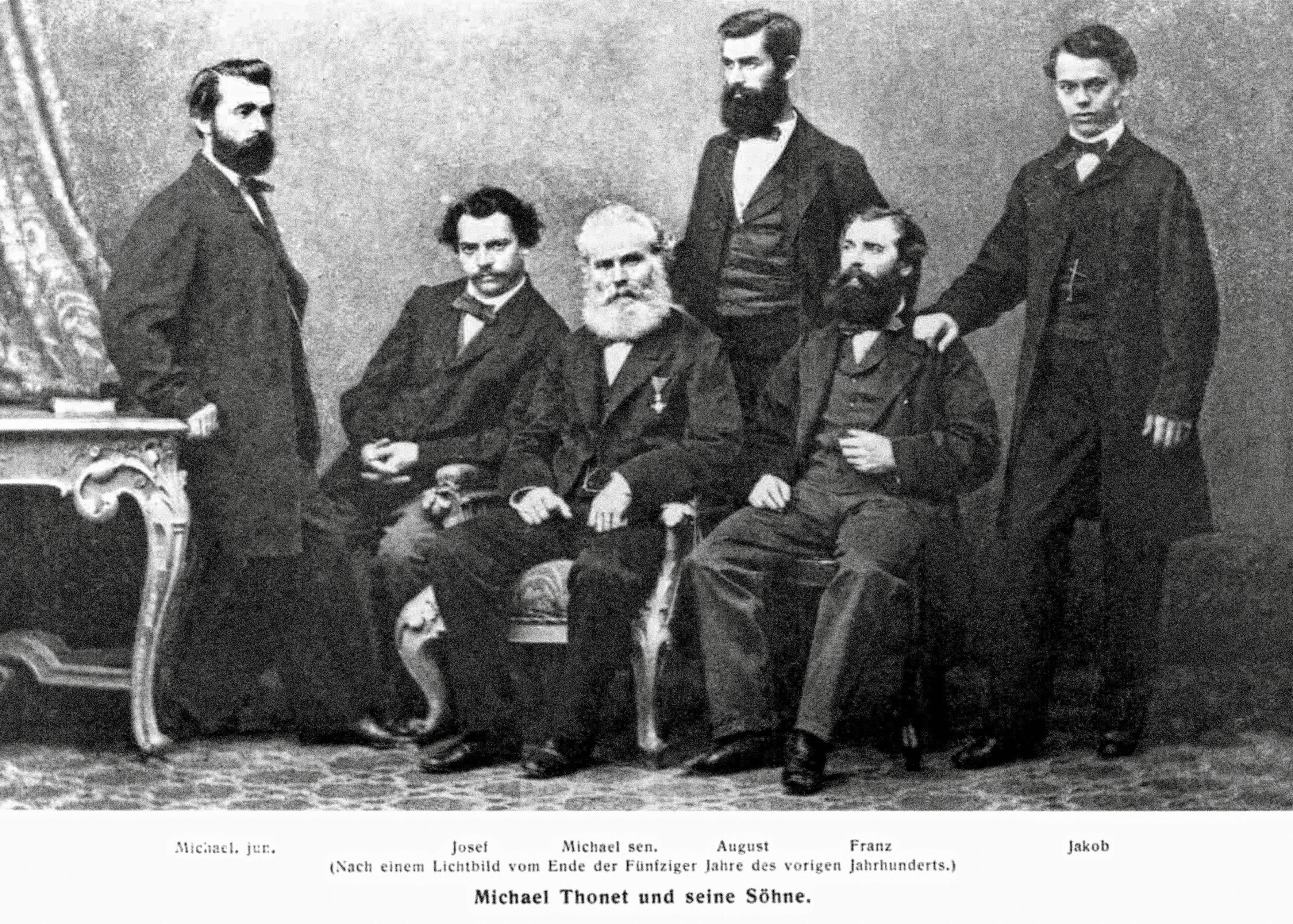 Michael Thonet mit seinen Söhnen
