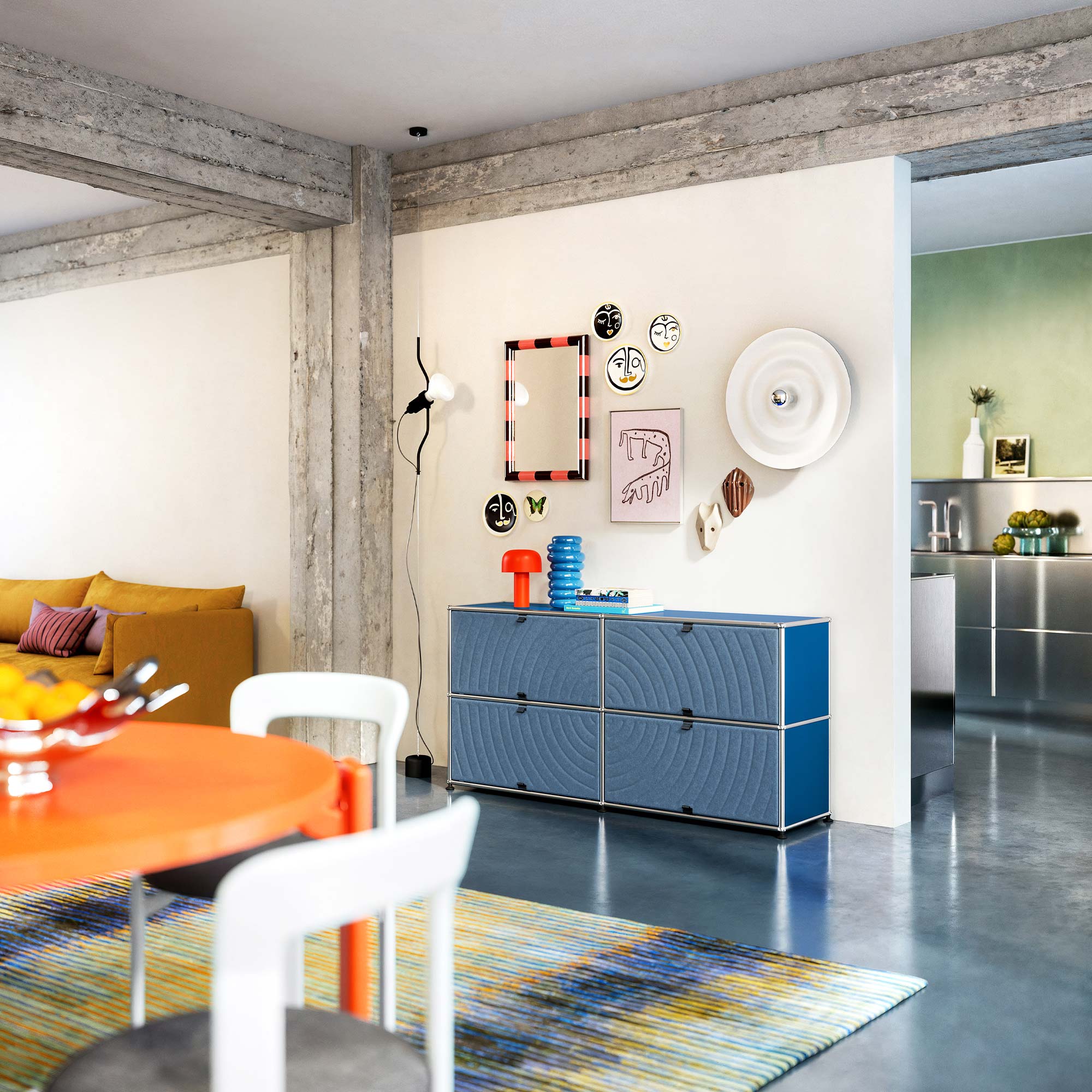 Haller Sideboard mit vier Soft Panels rund