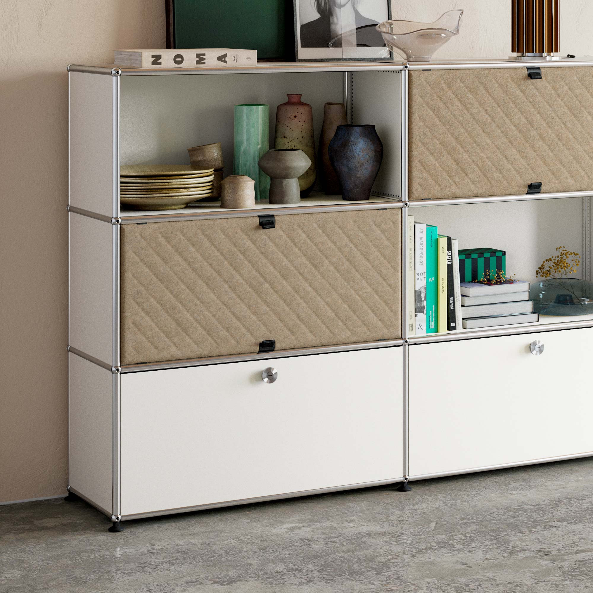 Haller Sideboard mit zwei Klapptüren und Soft Panels diagonal